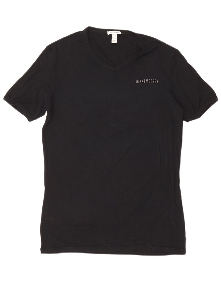 Bikkembergs Herren T-Shirt Top UK 38 Medium Schwarz Modal