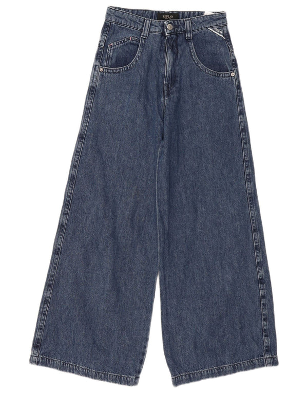 REPLAY Isodhe-Jeans für Mädchen mit weitem Bein, 11–12 Jahre, W26 L28, blaue Baumwolle