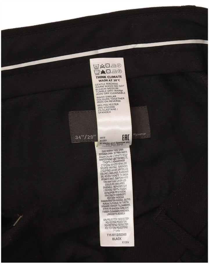 Marks & Spencer Slim-Anzughose für Herren, W34, L29, Schwarz, Polyester
