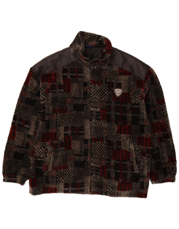 VINTAGE Herren Fleecejacke UK 44 2XL Grau Patchwork