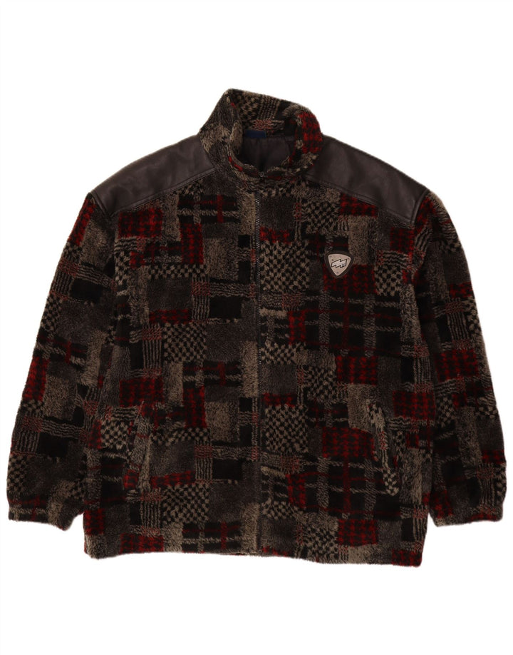 VINTAGE Herren Fleecejacke UK 44 2XL Grau Patchwork