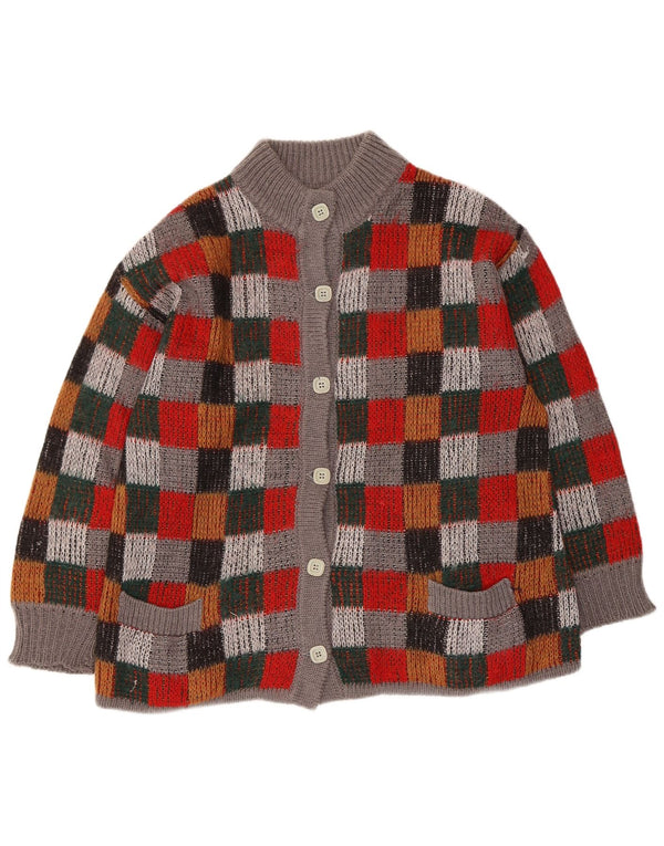 Vintage Damen-Strickjacke in Übergröße, Gr. 16, groß, mehrfarbig, kariert
