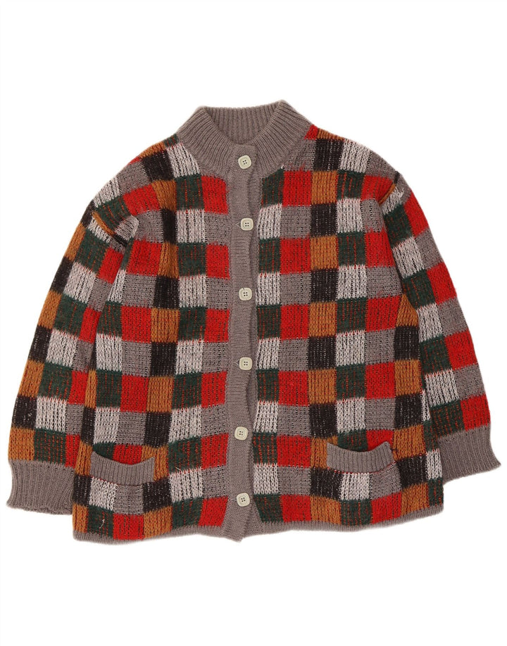 Vintage Damen-Strickjacke in Übergröße, Gr. 16, groß, mehrfarbig, kariert