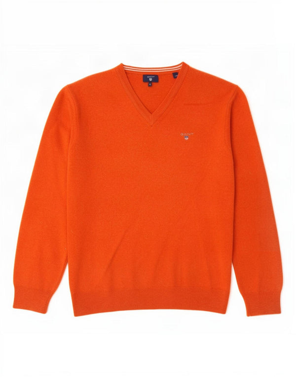 Gant Damen-Pullover mit V-Ausschnitt, UK 14, Größe L, orangefarbene Wolle