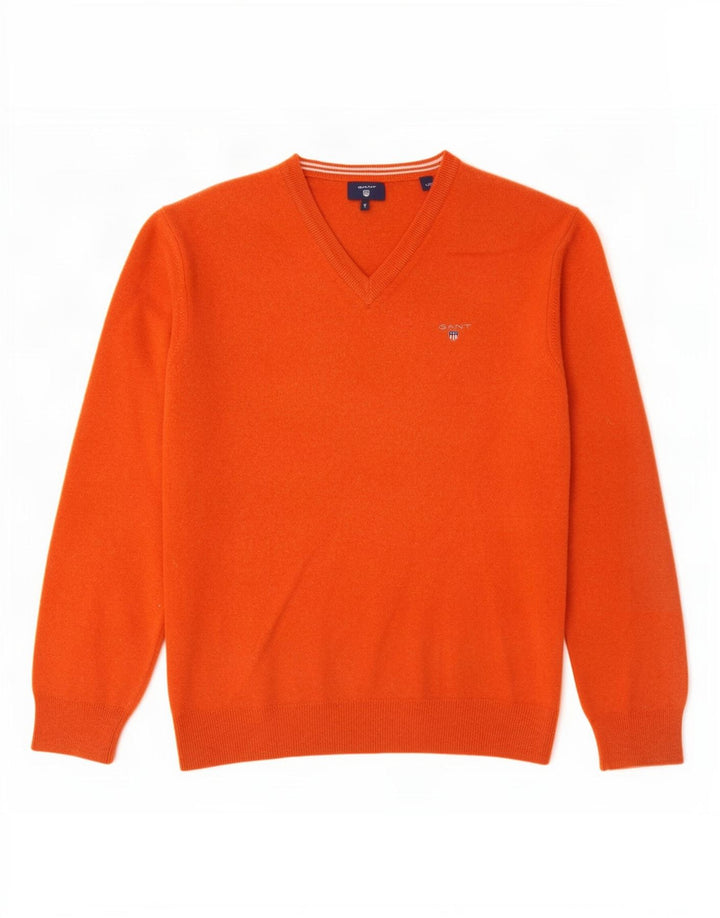Gant Damen-Pullover mit V-Ausschnitt, UK 14, Größe L, orangefarbene Wolle
