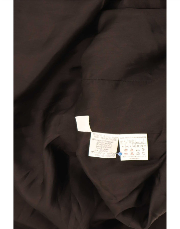 Marella Damenmantel UK 12 Mittelschwarz gestreifte Wolle