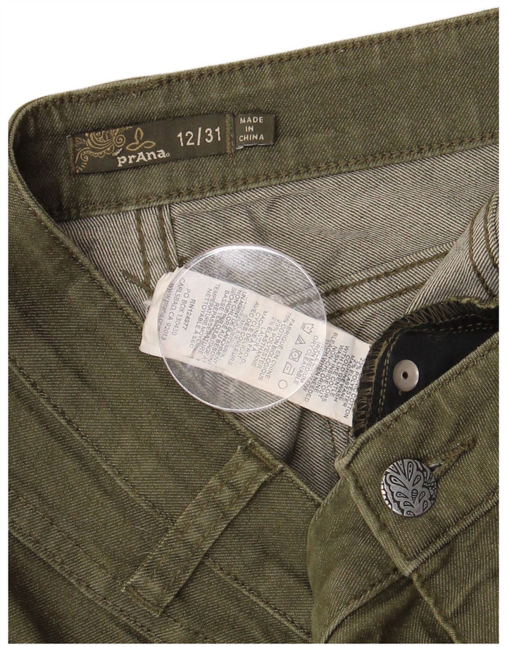 PRANA Damen Jeansshorts US 12 Large L34 Khaki Baumwolle