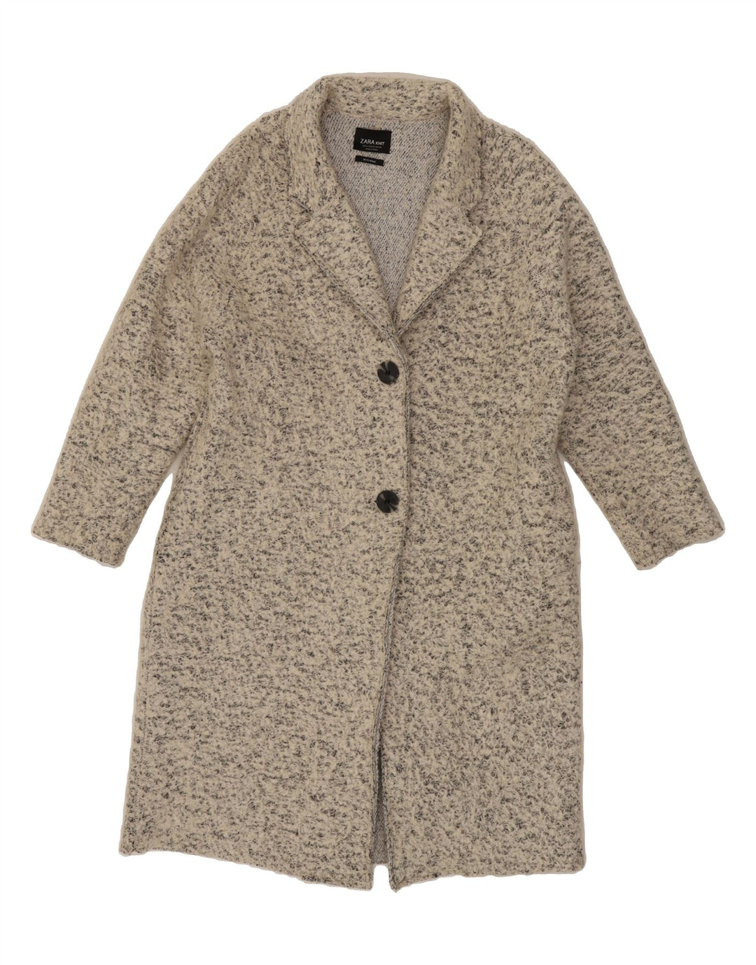 ZARA Womens Knit Overcoat UK 14 Medium Grey Flecked Polyester Vintage Zara and Second-Hand Zara from Messina Hembry 