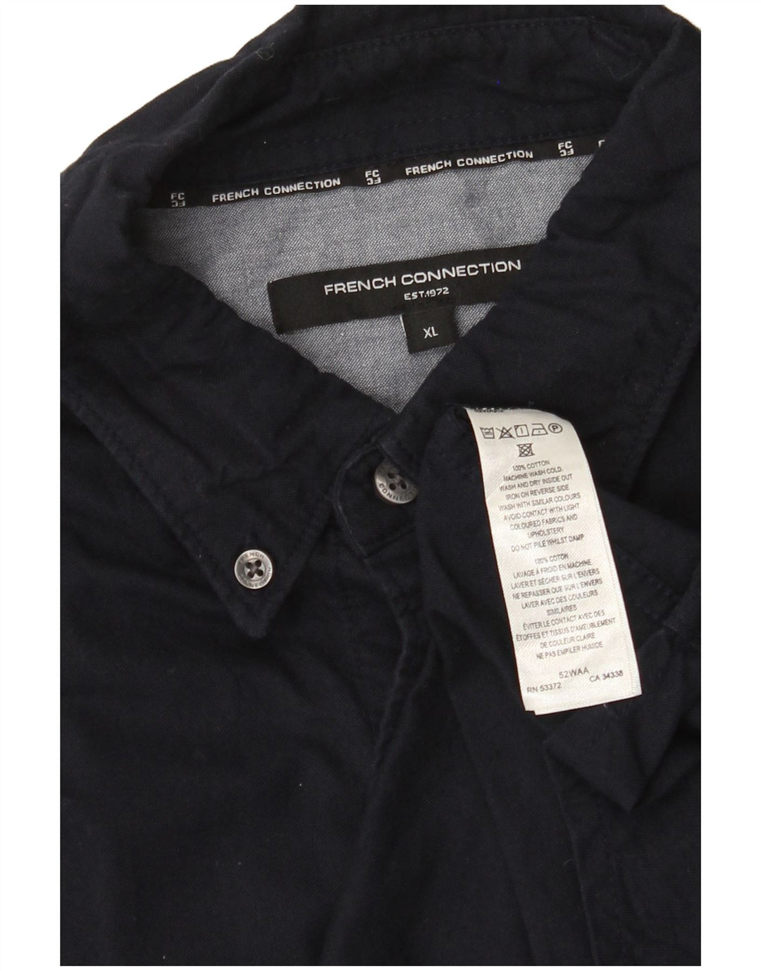 French Connection Herrenhemd XL Marineblau aus Baumwolle
