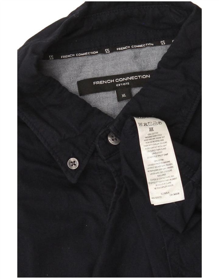 French Connection Herrenhemd XL Marineblau aus Baumwolle