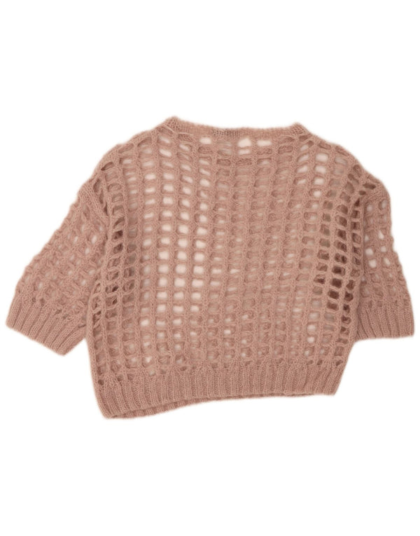 Liu Jo Damen-Pullover mit bauchfreiem Häkelmuster und U-Boot-Ausschnitt, Gr. 10, Rosa