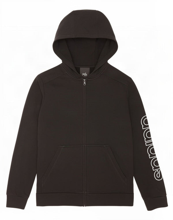Adidas Jungen Kapuzenpullover mit grafischem Reißverschluss, 13–14 Jahre, schwarze Baumwolle