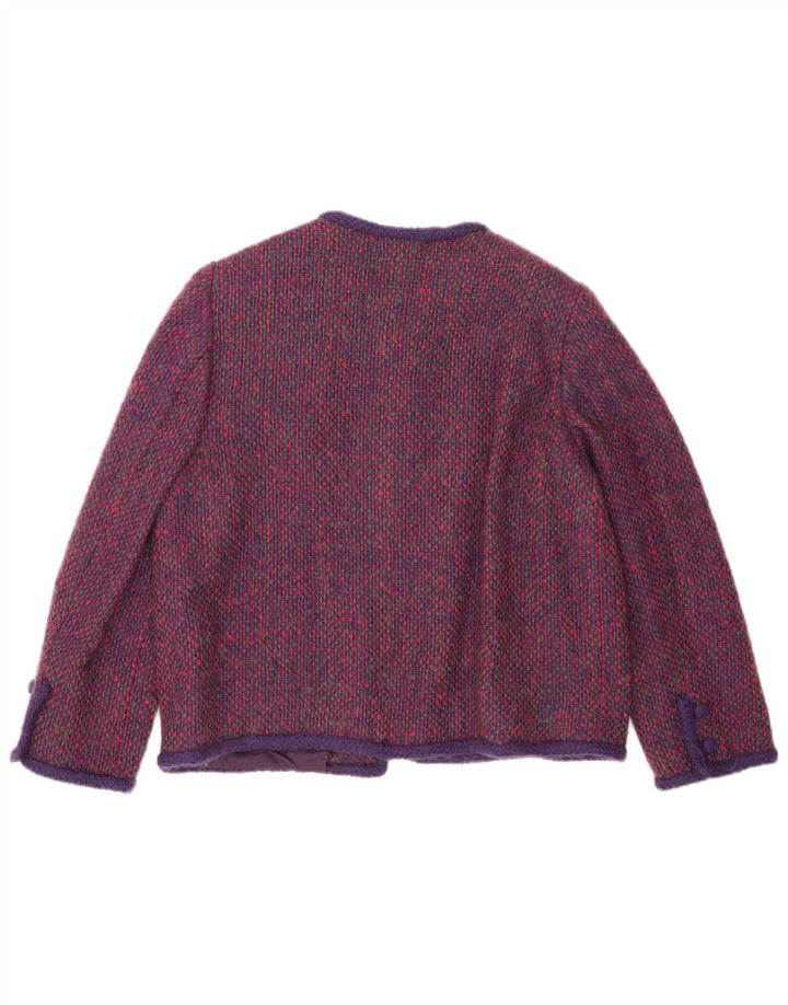 Vintage Damen Blazer Jacke UK 18 XL Lila Karo Wolle
