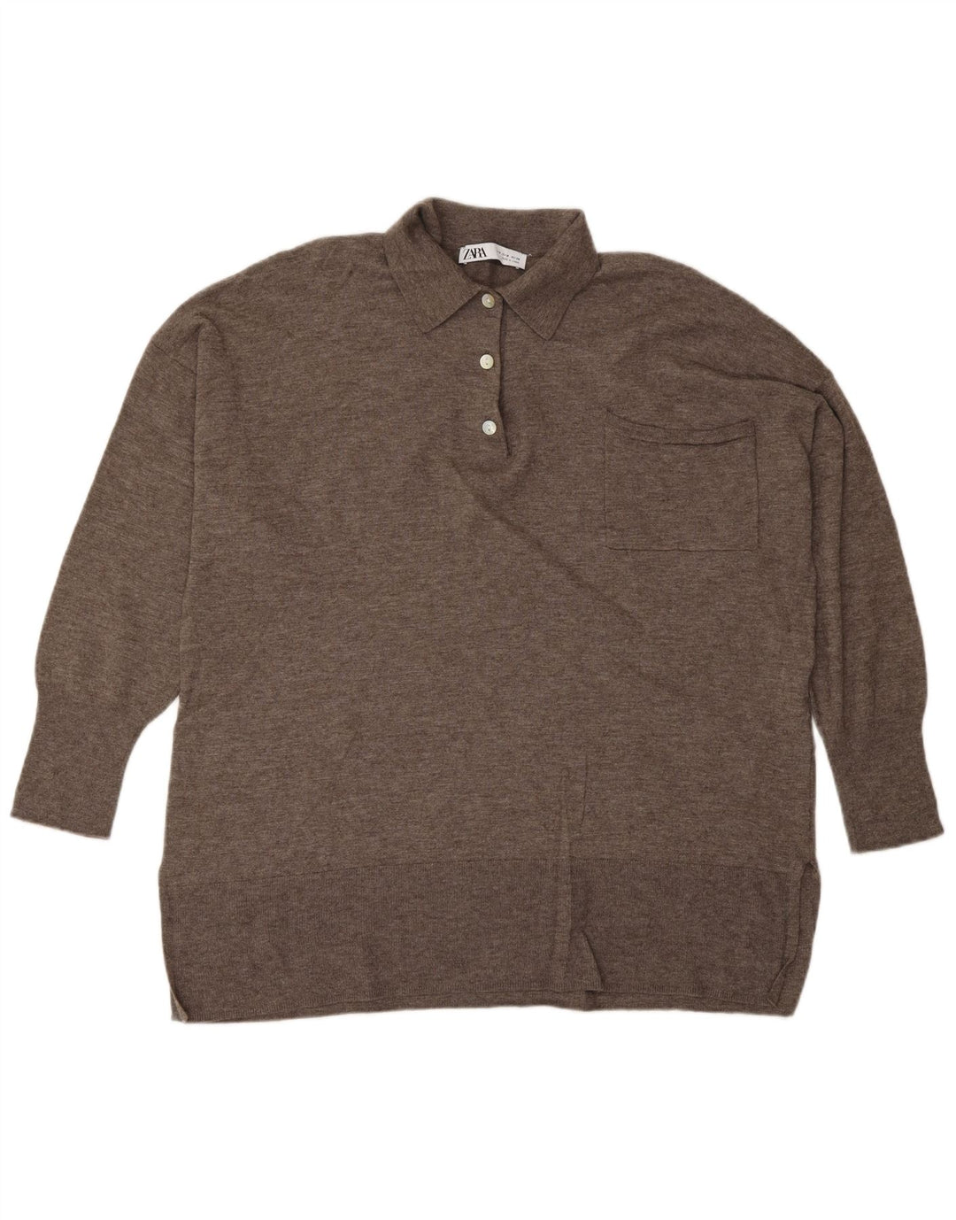 ZARA Damen Rollkragenpullover aus mittelbrauner Wolle