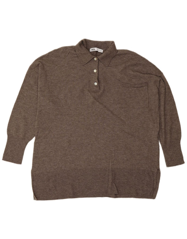 ZARA Damen Rollkragenpullover aus mittelbrauner Wolle