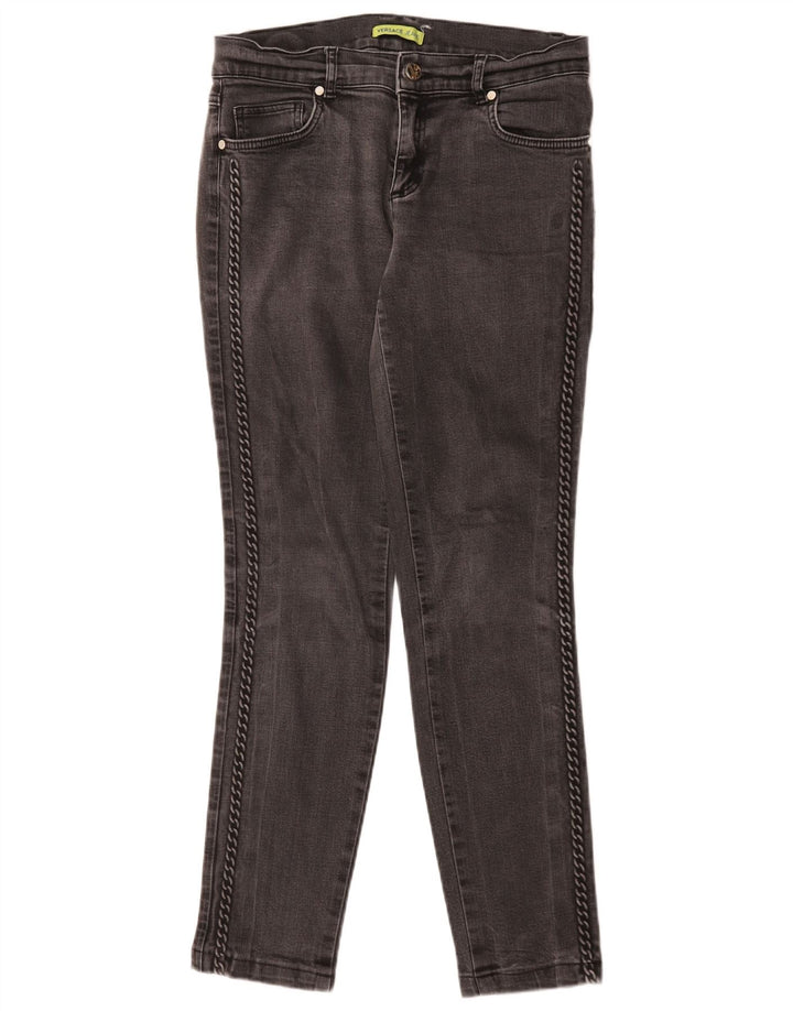 Versace Damen Slim Jeans IT 42 Mittel W30 L29 Grau Baumwolle