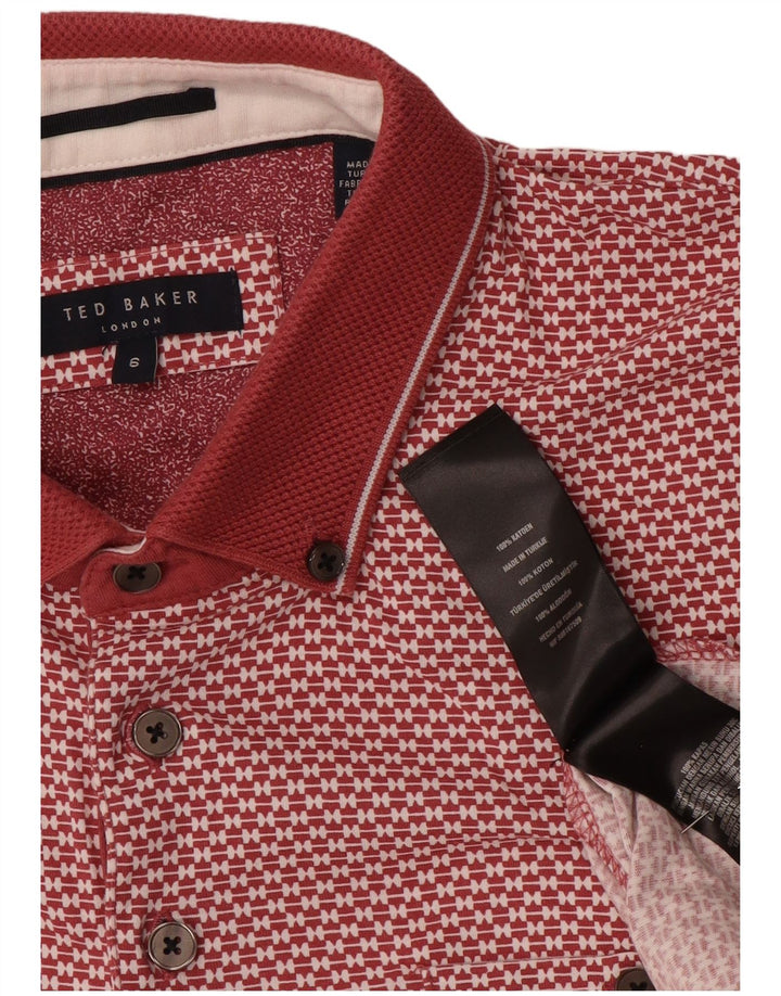Ted Baker Herren-Poloshirt mit abstraktem Muster, Größe 6 2XL, rote Baumwolle