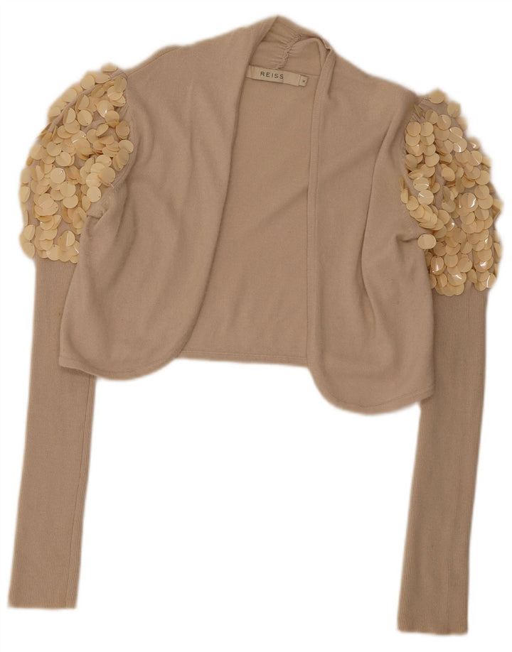 Reiss Damen Boleropullover UK 14 Mittelbeige Viskose