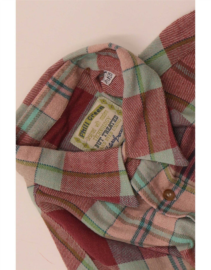Vintage Herren Flanellhemd Größe 40 15 3/4 Mittelrot kariert