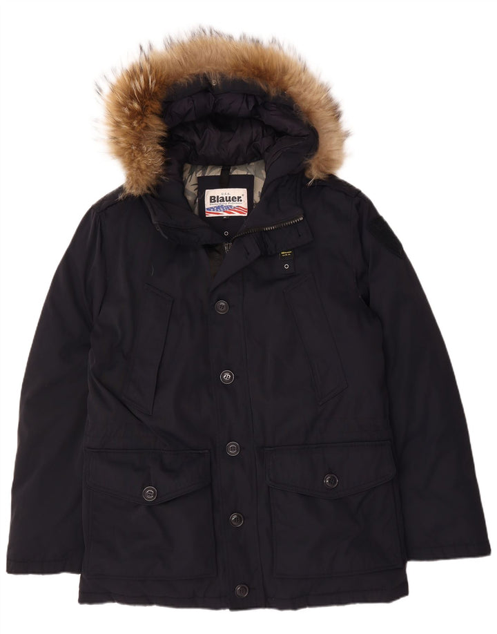 BLAUER Herren Parka mit Kapuze UK 42 XL Marineblau