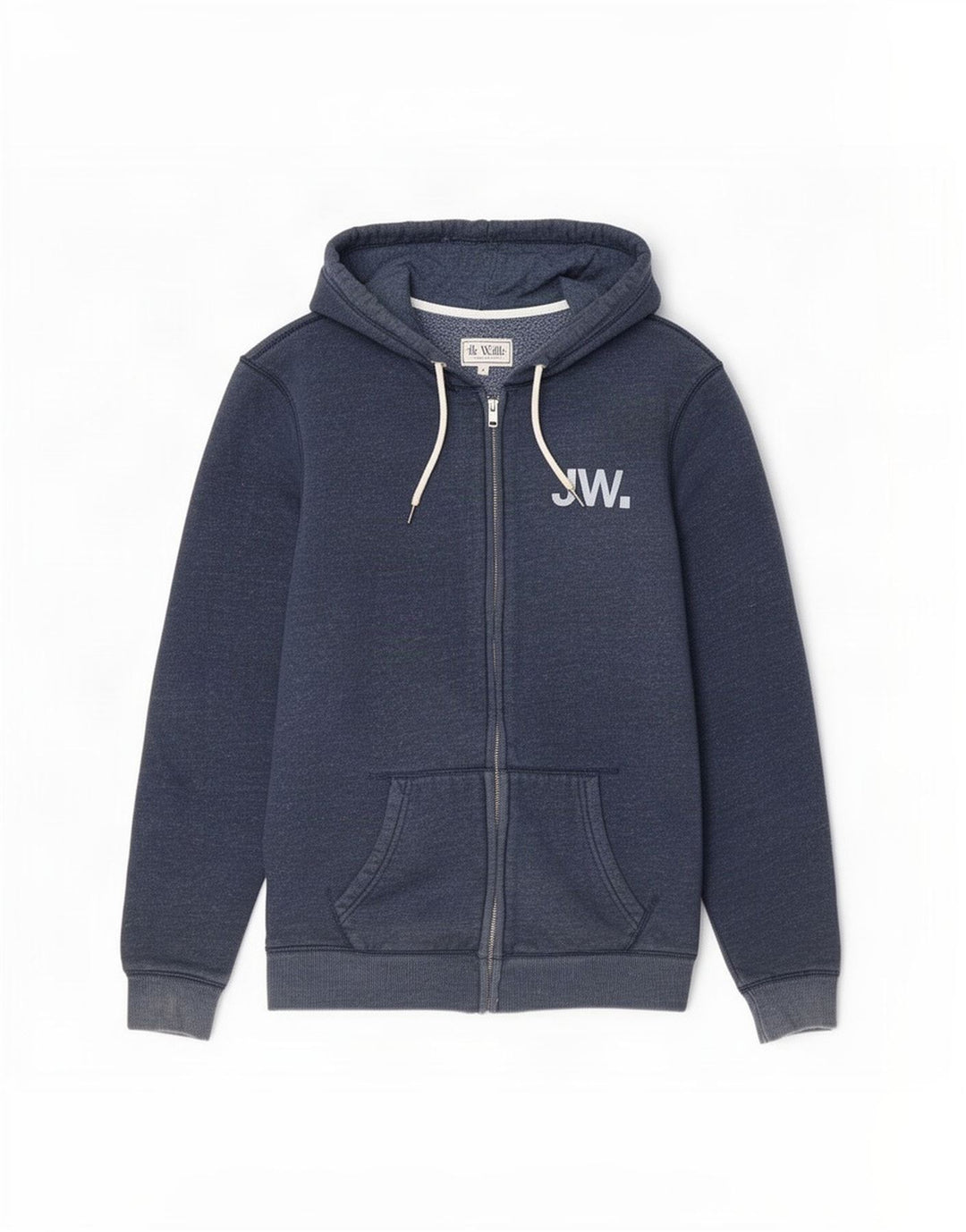 Jack Wills Herren-Kapuzenpullover mit grafischem Reißverschluss, mittelmarineblaue Baumwolle