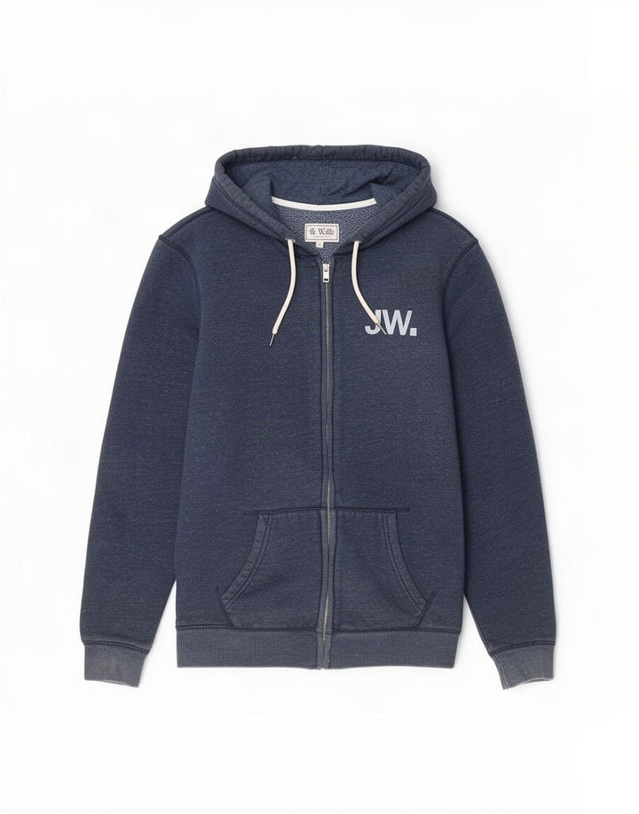 Jack Wills Herren-Kapuzenpullover mit grafischem Reißverschluss, mittelmarineblaue Baumwolle