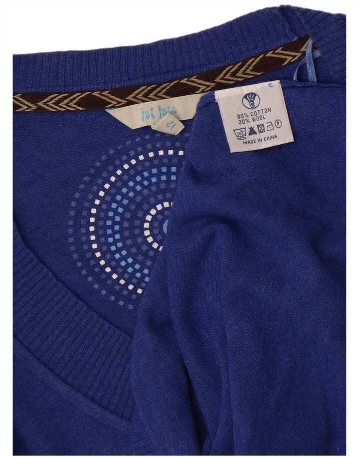 Fat Face Herren-Pullover mit U-Boot-Ausschnitt, UK 12, mittelblaue Baumwolle