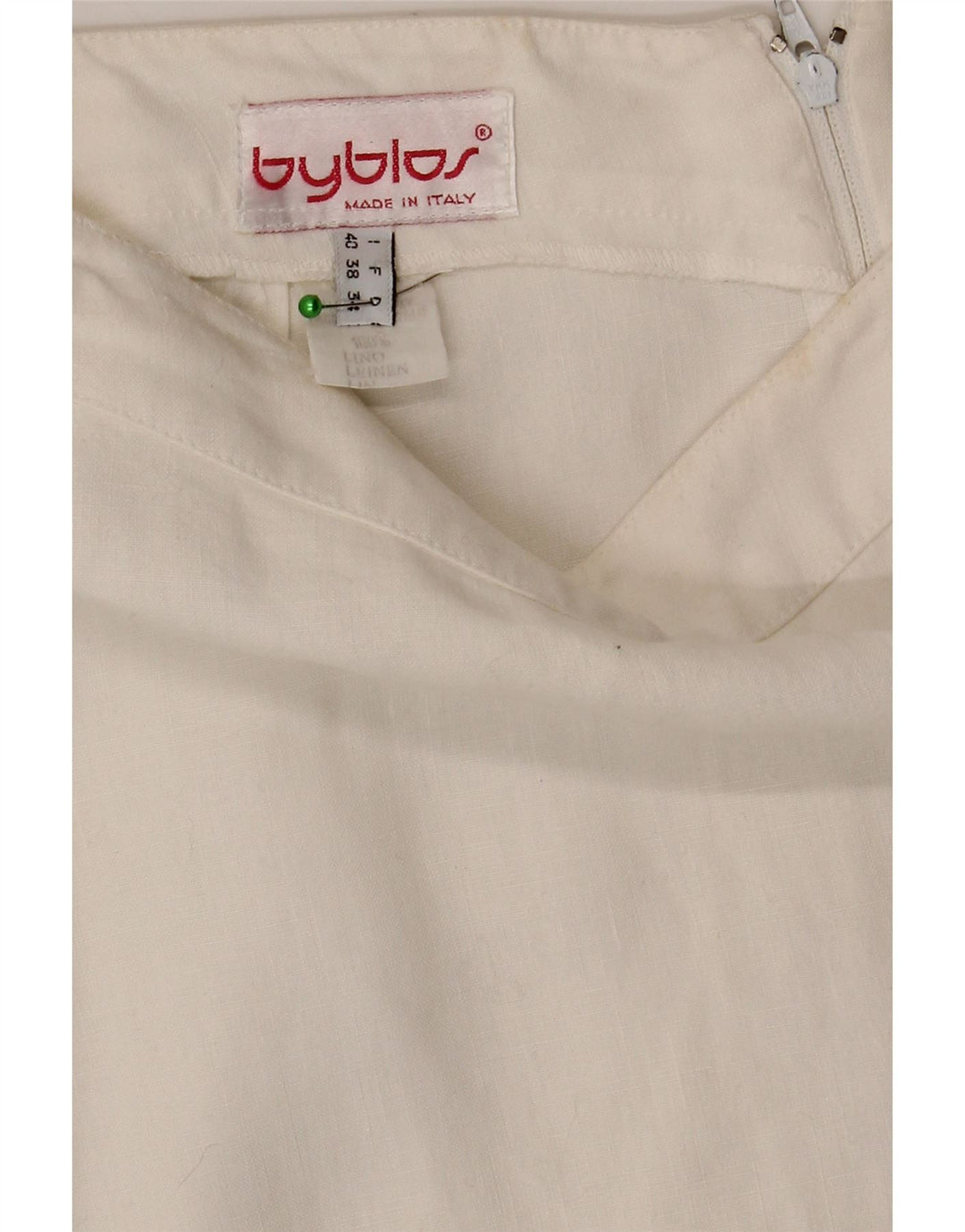 Byblos Damen Bleistiftrock IT 40 Small W28 Weißes Leinen