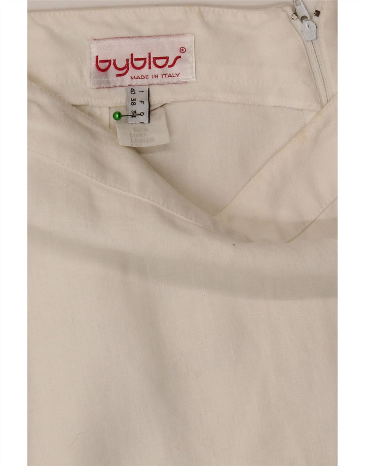 Byblos Damen Bleistiftrock IT 40 Small W28 Weißes Leinen