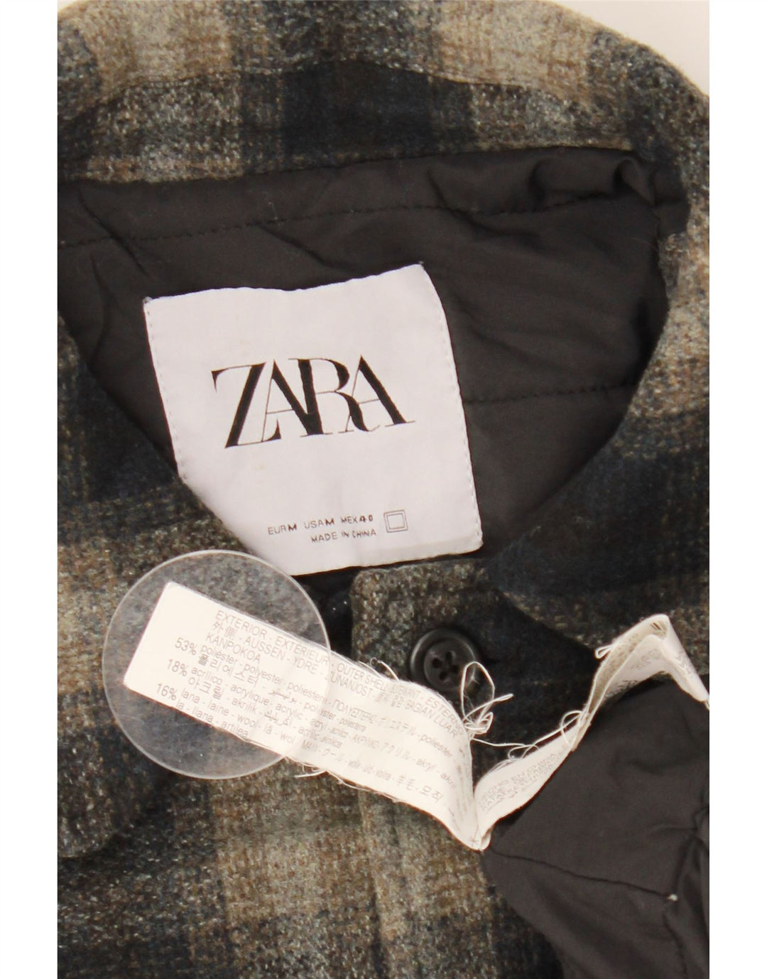 Zara Lumberjack-Flanellhemd für Herren, Mittelschwarz, kariert, Polyester