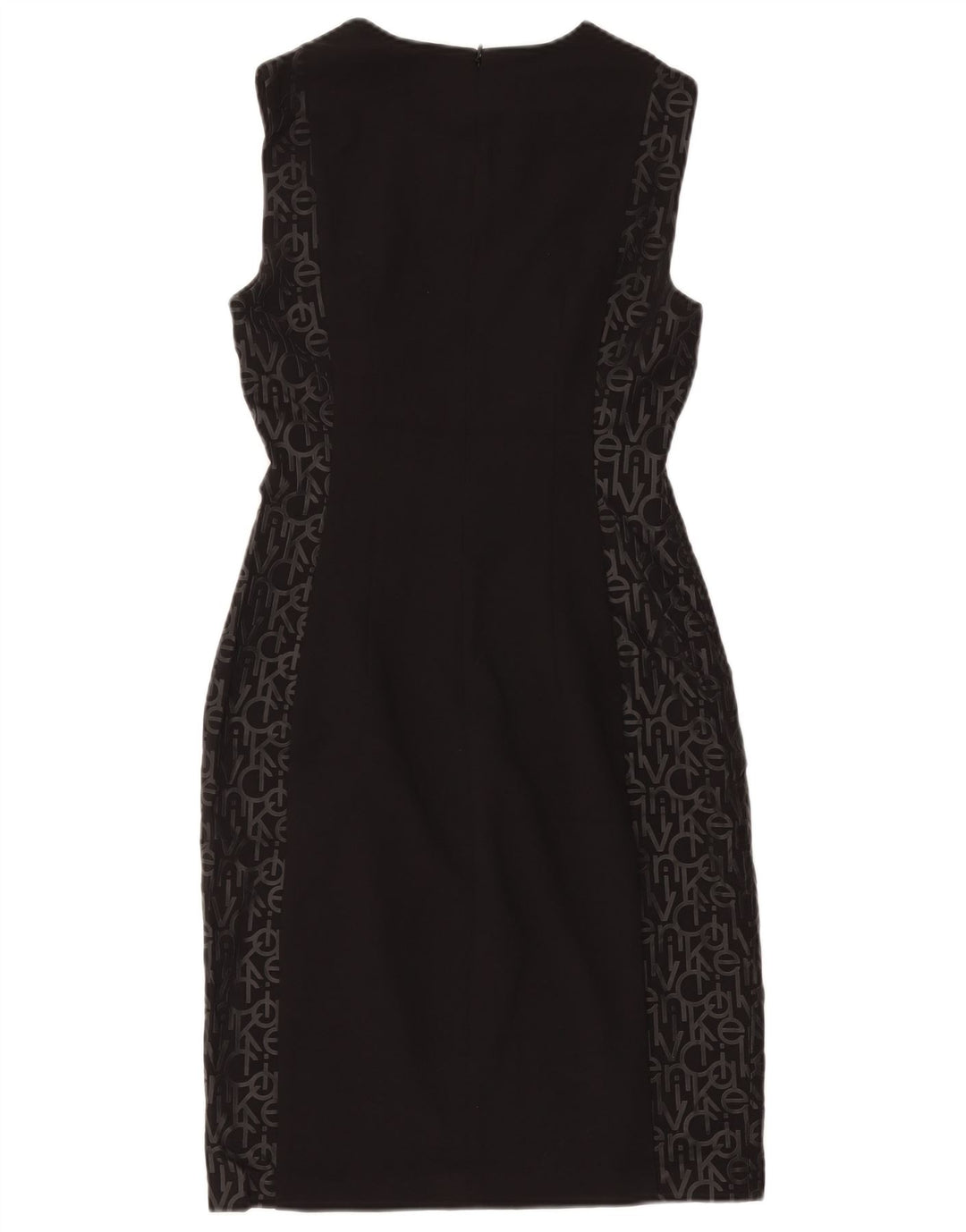 CALVIN KLEIN Damen Grafisches ärmelloses Etuikleid US 8 Medium Schwarz