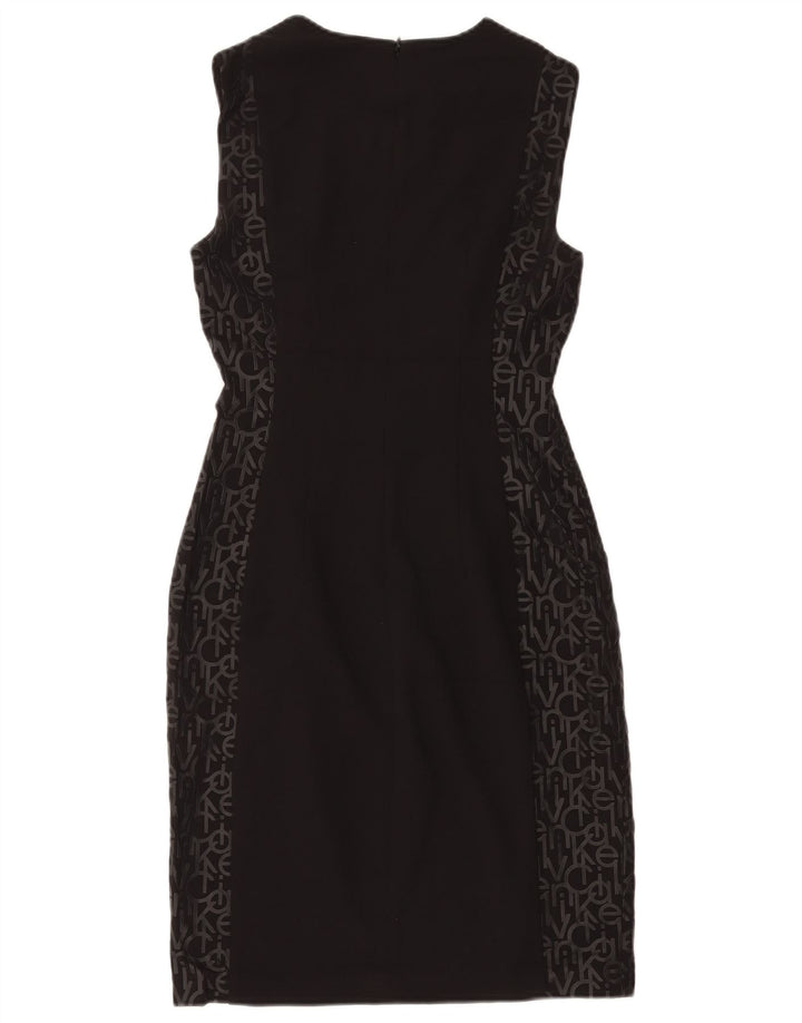 CALVIN KLEIN Damen Grafisches ärmelloses Etuikleid US 8 Medium Schwarz