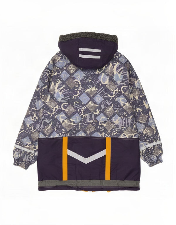 Canda Boys By C&A Skijacke mit Kapuze, 14–15 Jahre, marineblaue geometrische Baumwolle
