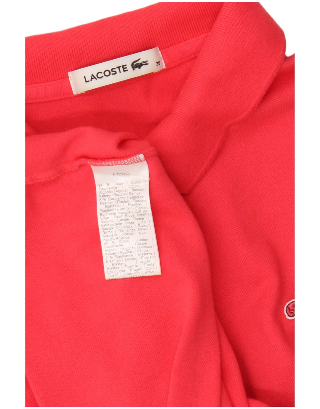 Lacoste Damen Poloshirt Größe 38 Mittelrote Baumwolle