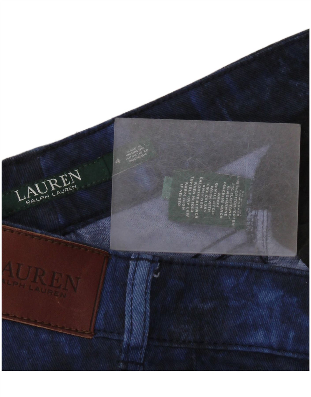 RALPH LAUREN Damen Slim Jeans US 4 Small W30 L26 Marineblaue Batik-Baumwolle
