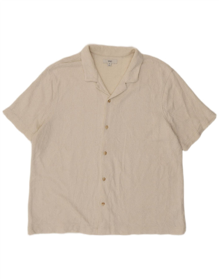 Marks & Spencer Herren-Kurzarmhemd 2XL aus weißer Baumwolle