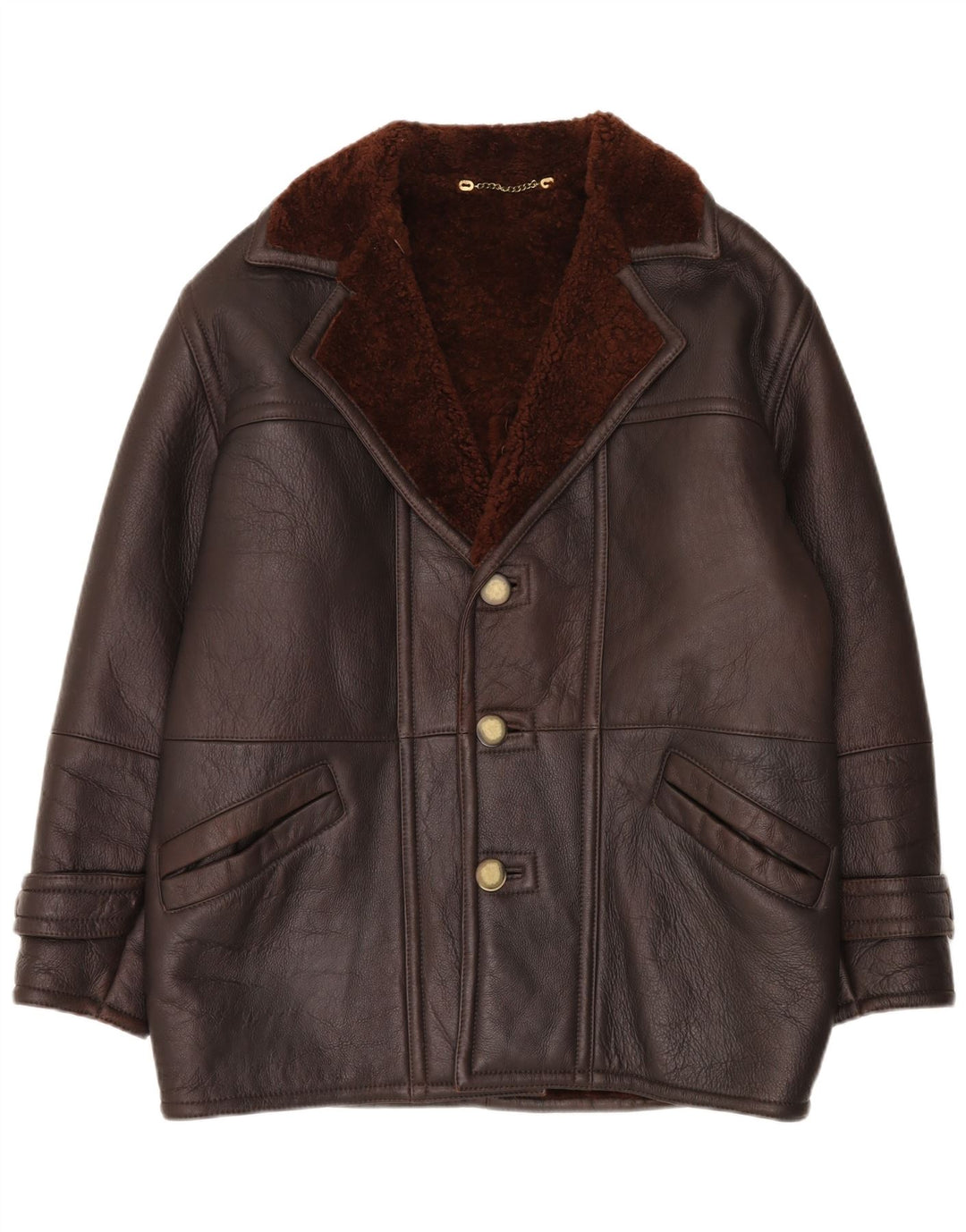 Vintage Herren Loose Fit Shearling Jacke IT 48 Mittelbrauner Shearling