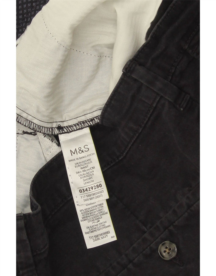 Marks & Spencer Herren-Chinoshorts W34, Größe L, Marineblau, Baumwolle