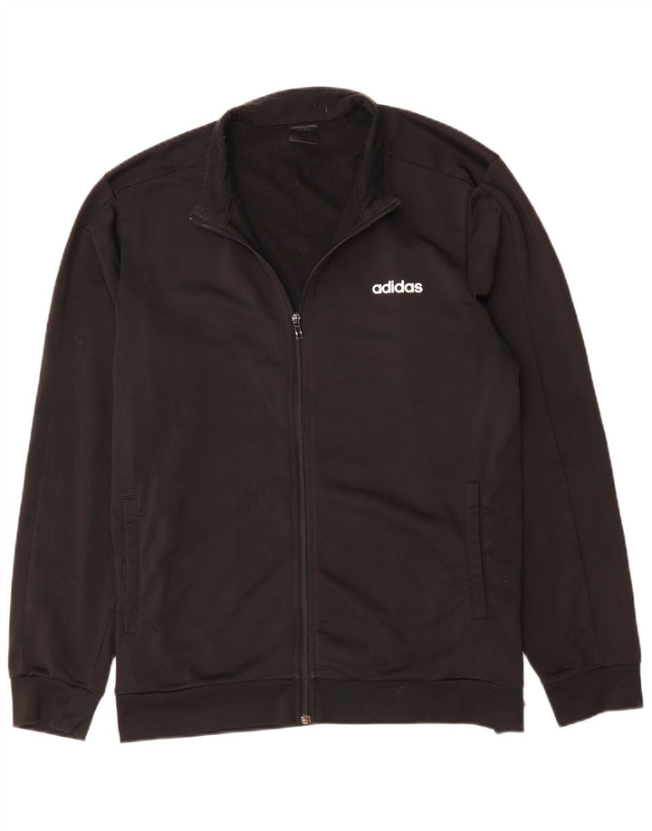 ADIDAS Herren-Trainingsanzug-Top-Jacke, großes schwarzes Polyester