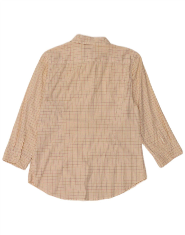 Gap Damen-Hemd mit 3/4-Ärmeln, UK 16, Größe L, beige kariert