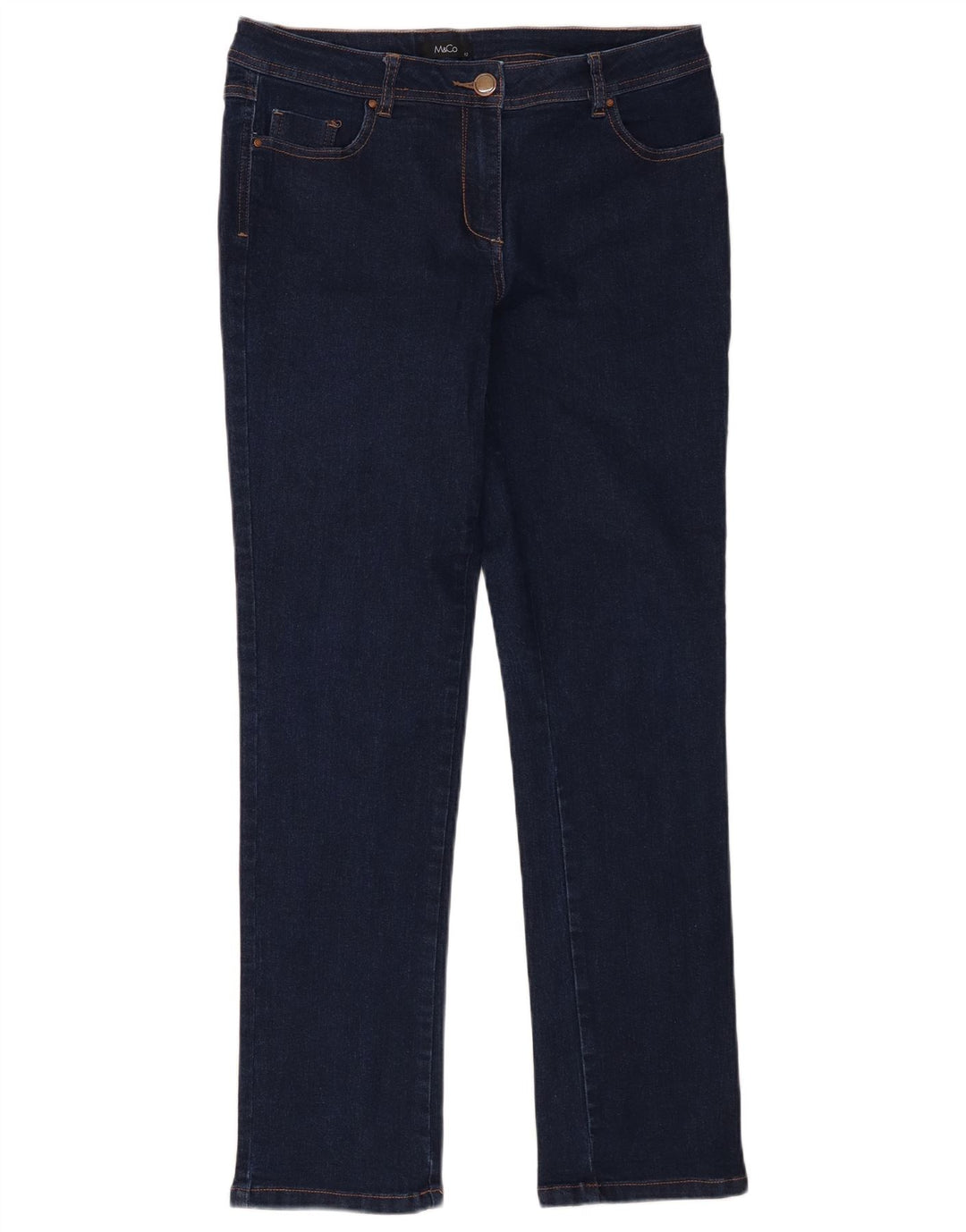 M&Co Damen Slim Jeans UK 12 Medium W32 L31 Marineblau Baumwolle