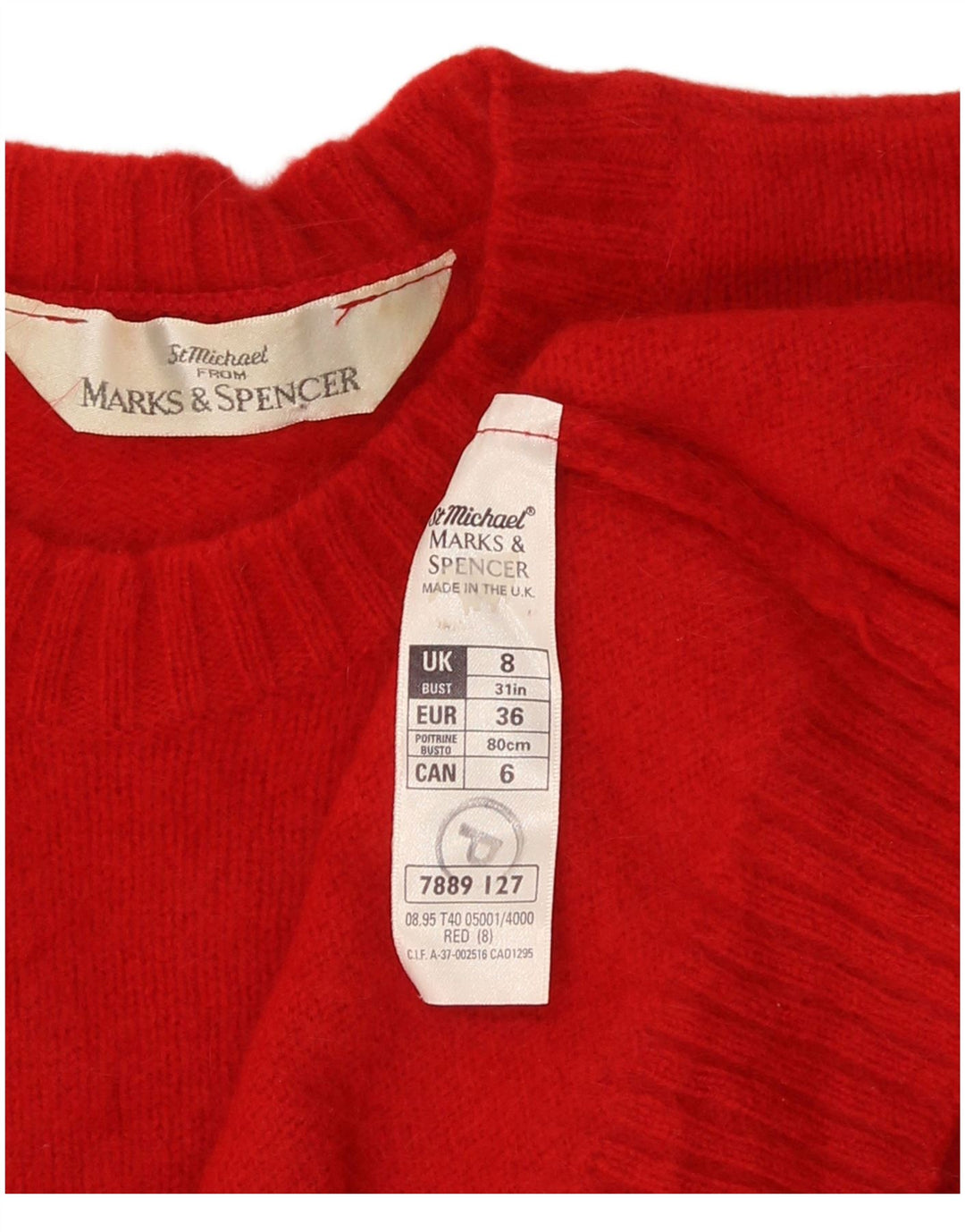 Marks & Spencer Damen Crop Pullover mit Rundhalsausschnitt, Gr. 8, Rot