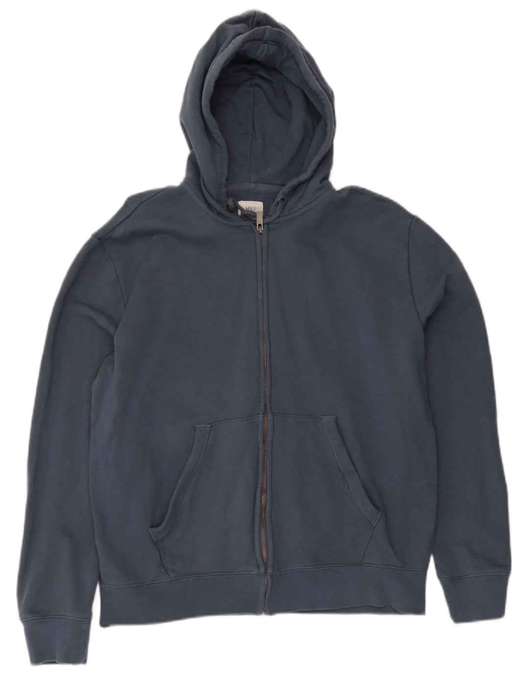Marks & Spencer Herren-Kapuzenpullover mit Reißverschluss, mittlere marineblaue Baumwolle