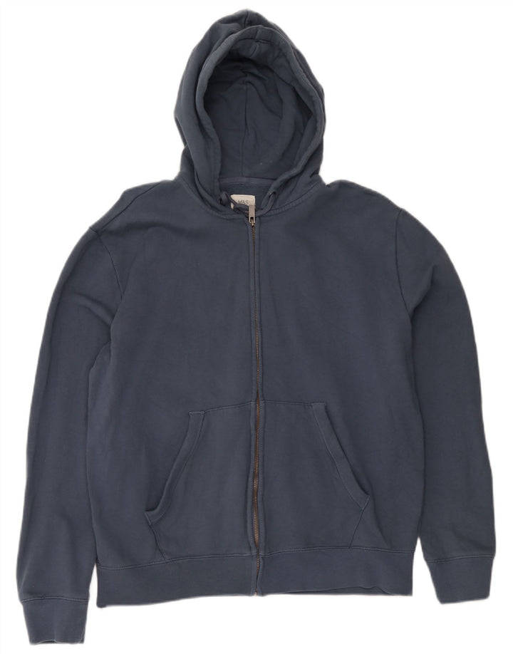 Marks & Spencer Herren-Kapuzenpullover mit Reißverschluss, mittlere marineblaue Baumwolle