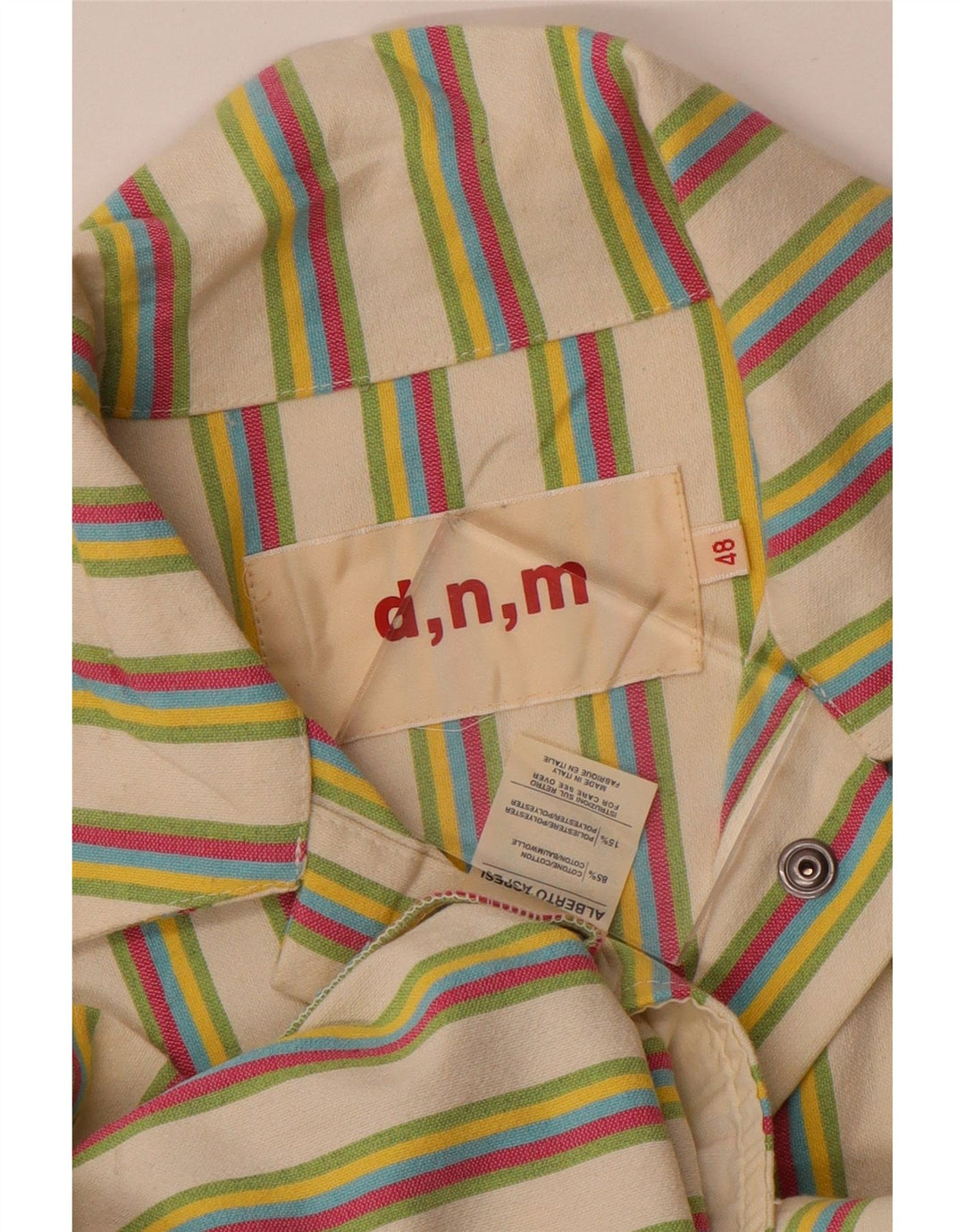 Vintage Damen Hemdbluse IT 48 XL Mehrfarbig gestreift aus Baumwolle