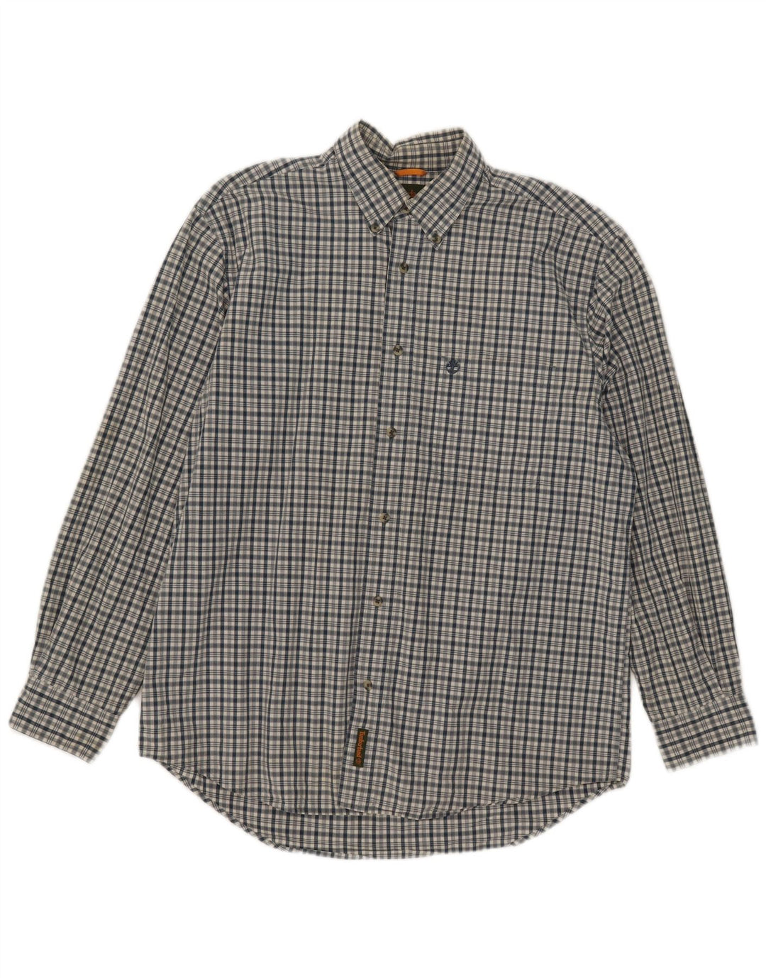 Timberland Herren-Hemd aus mittelblauer Baumwolle mit Karomuster in Marineblau
