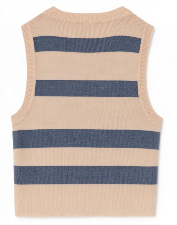 Zara Damen Crop Vest Top UK 8 Small Off White Gestreifte Viskose