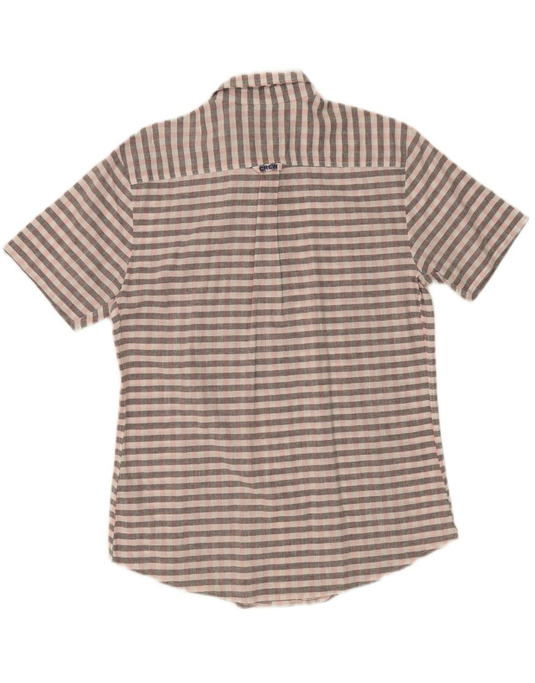 CREW CLOTHING Mens Short Sleeve Shirt Medium Grey Check Linen