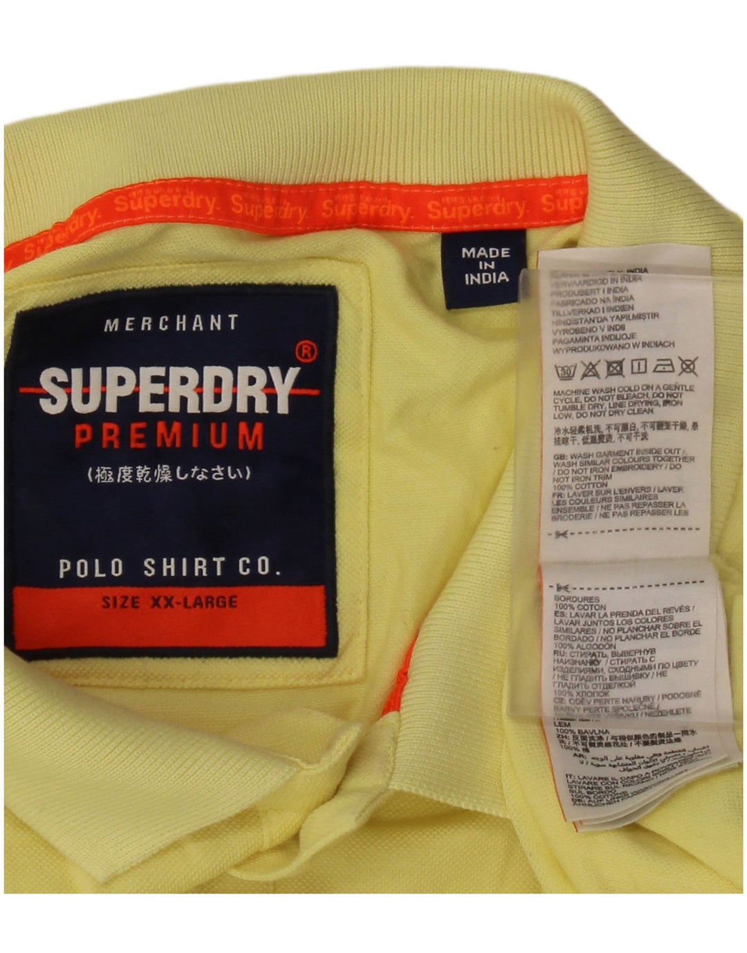 Superdry Herren-Poloshirt 2XL aus gelber Baumwolle