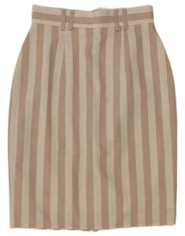 St. Bernard Damen-Bleistiftrock mit hoher Taille, UK 10, Größe S, W22, Beige gestreift